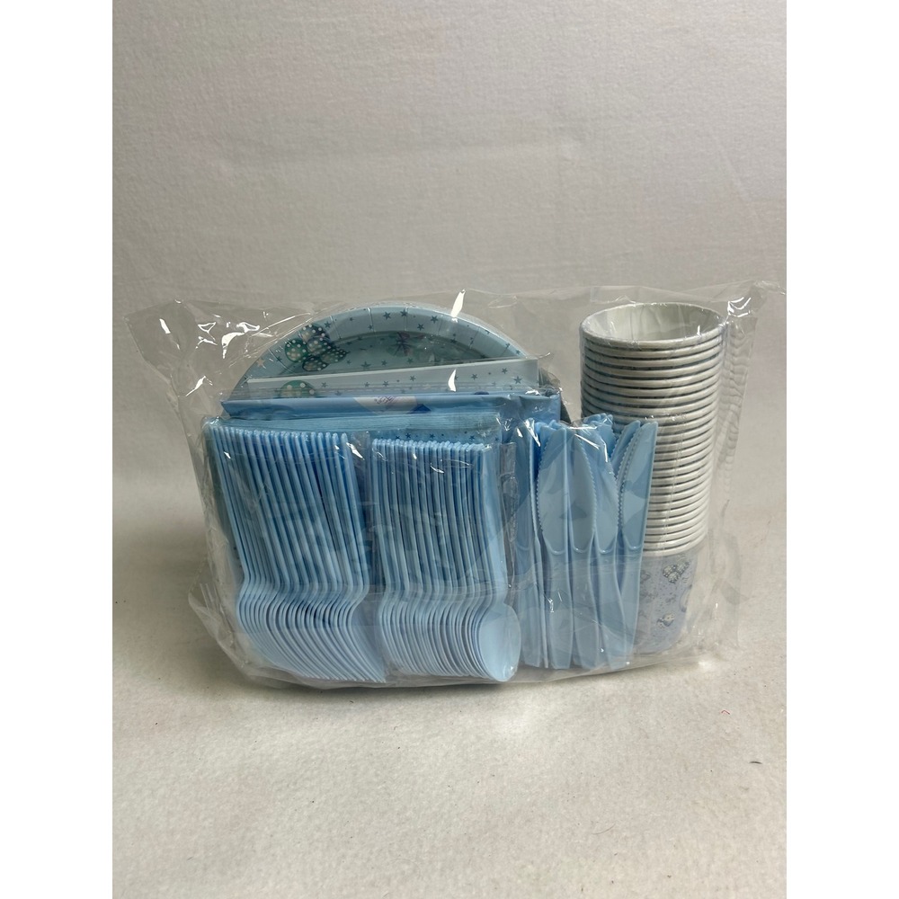 Baby Shower Ideakuku Boy Blue It's a Boy Party Supplies Set Plates Cups Cutlery - Picture 8 of 8